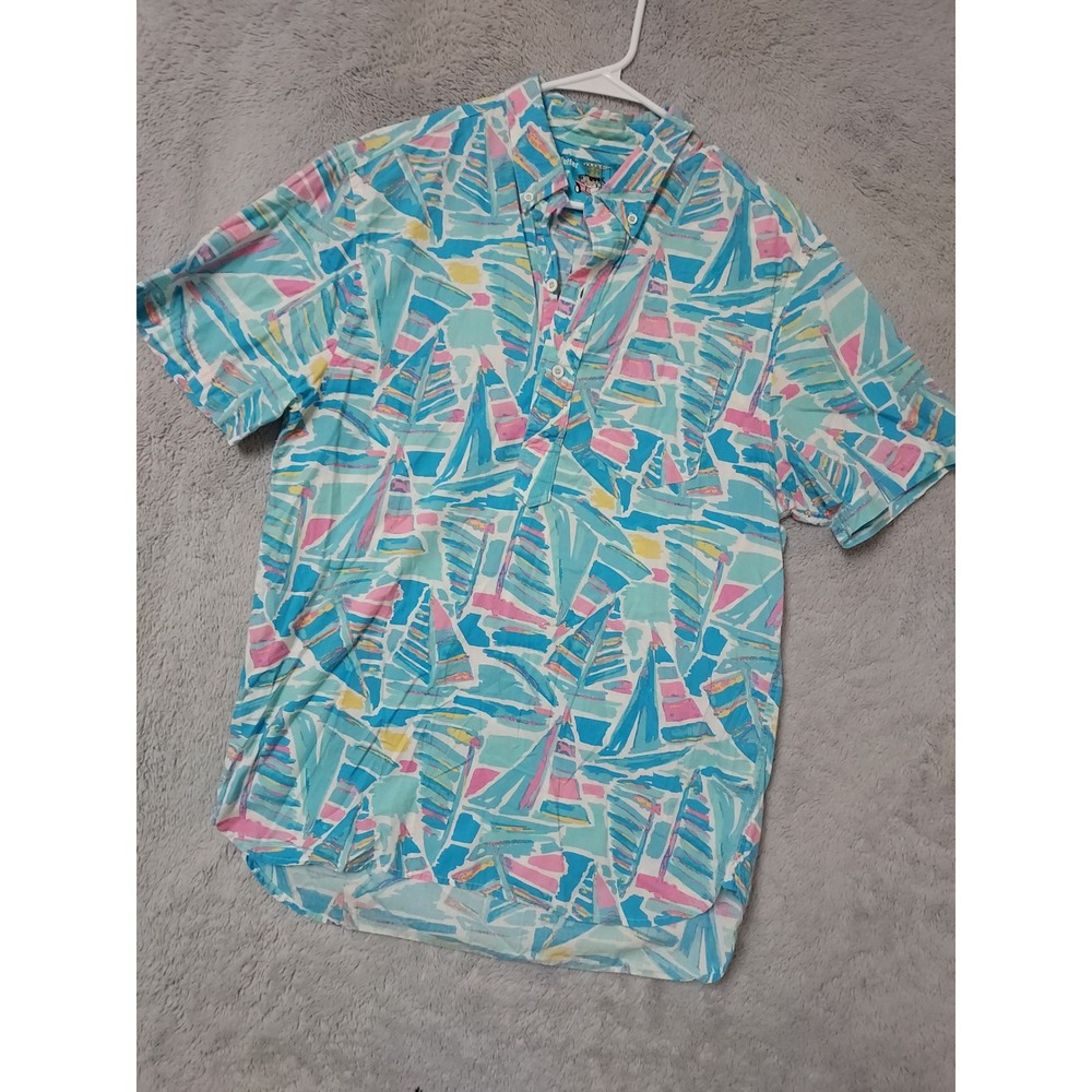 Chubbies Shirt Mens Medium Sailboat Abstract The Nutter  Popover Beach Hawaiian